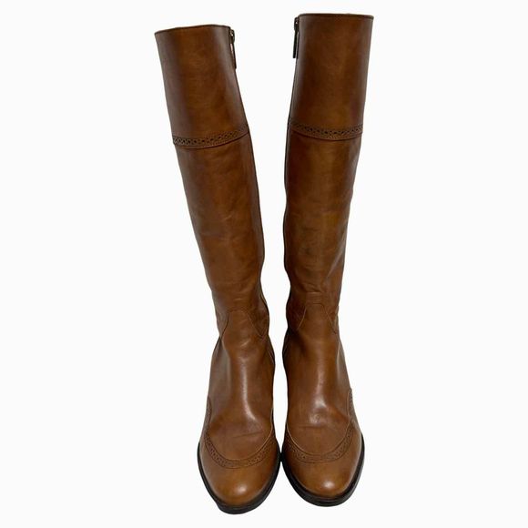 DUOBOOTS CABELL TALL ZIP BROWN BOOT SLIM CALF 38CM SIZE 38