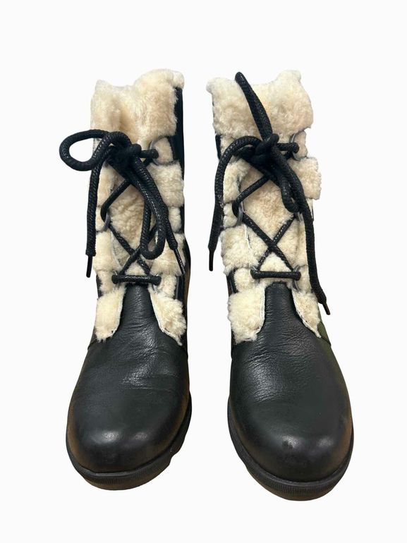 SOREL  BOX JOAN OF ARCTIC WEDGE 11 LEATHER SHEARLING SIZE: 9