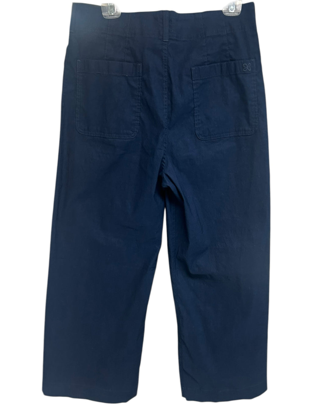 ANTHROPOLOGIE MAEVE THE COLETTE SCALLOP POCKET CROPPED WIDE LEG NAVY PANTS