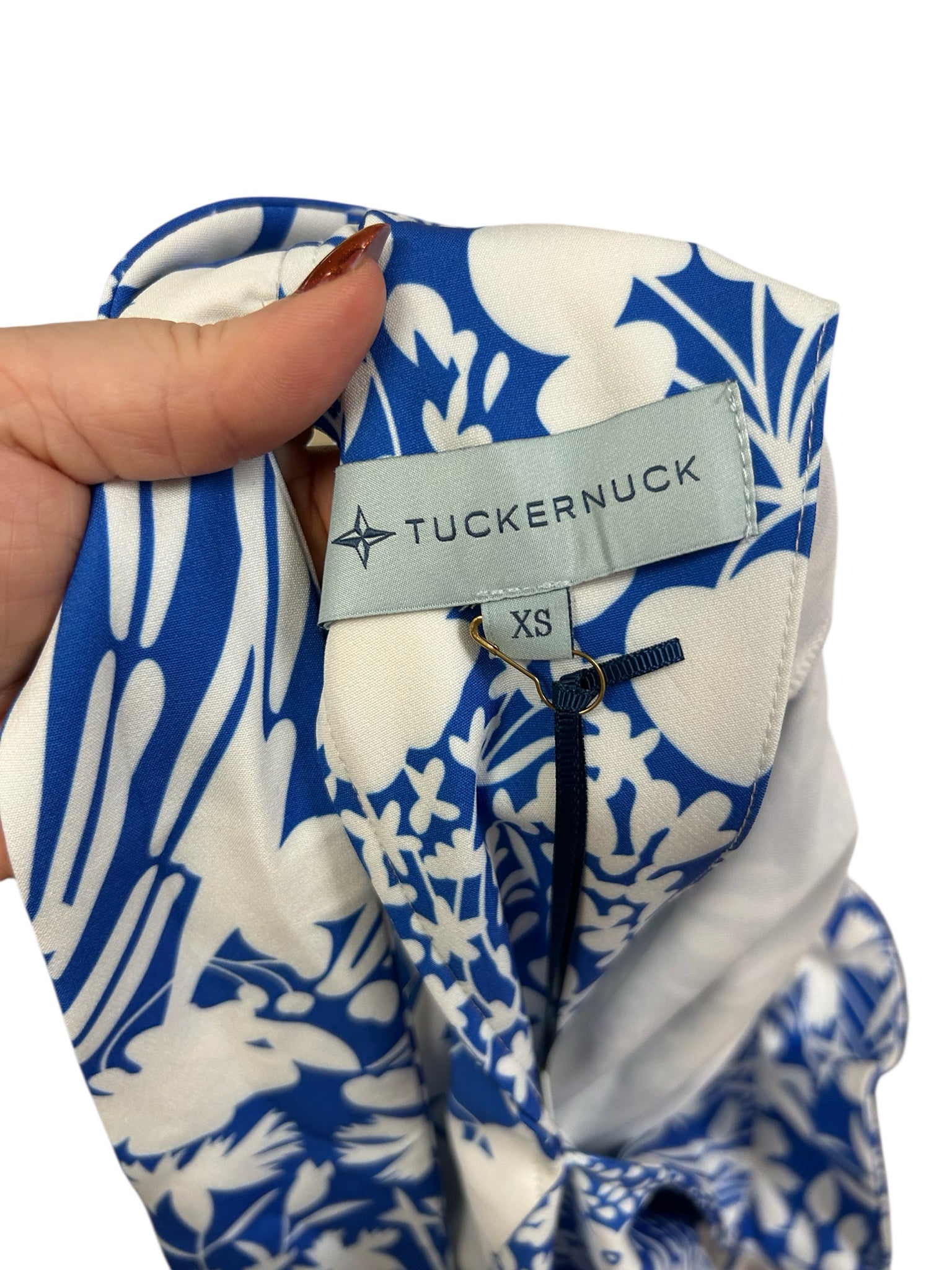 NEW! TUCKERNUCK BLUE WILDFLOWER FAYE RUFFLED BLOUSE SIZE XS