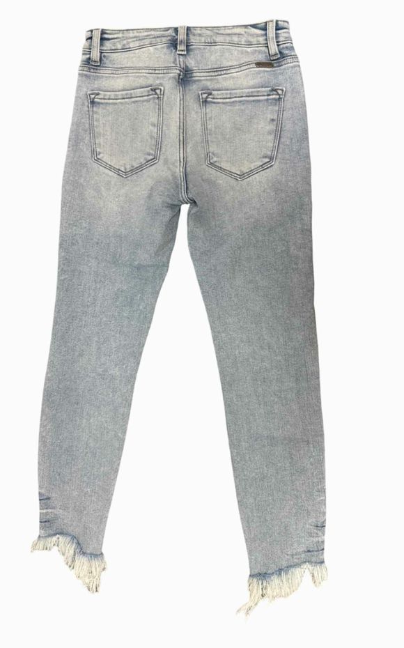 KANCAN MID RISE ANKLE SKINNY ULTRA DISTRESSED DENIM JEANS SIZE 26
