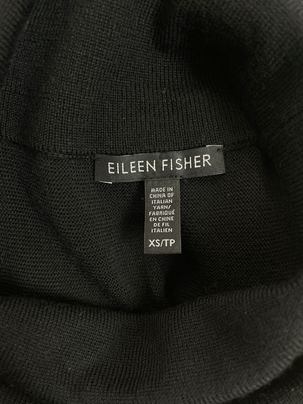 EILEEN FISHER MOCK TURTLENECK KNEE LENGTH BLACK DRESS SIZE XS