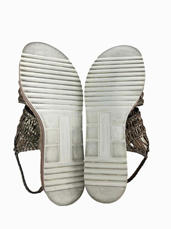 PONS QUINTANA OASSI WOVEN METALLIC SLING BACK SANDAL SIZE: 40