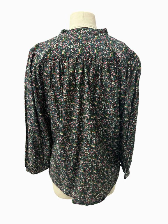 BIRDS OF PARADISE BY TROVATA LS SPLIT NECK TUNIC SIZE: S