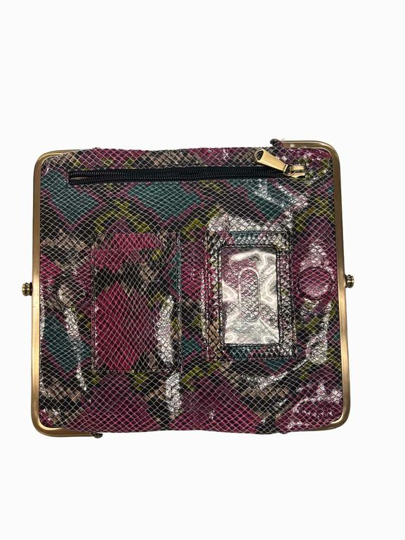HOBO INTERNATIONAL LAUREN KISSLOCK WALLET CLUTCH POPPY SEED PRINT
