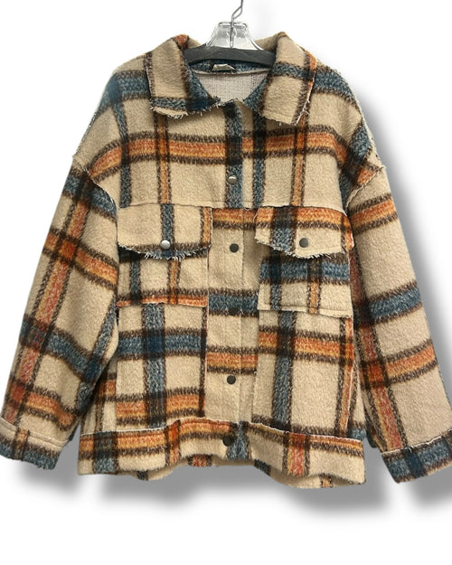 ANTHROPOLOGIE POL PLAID BRUSHED COTTON SHACKET SIZE LARGE