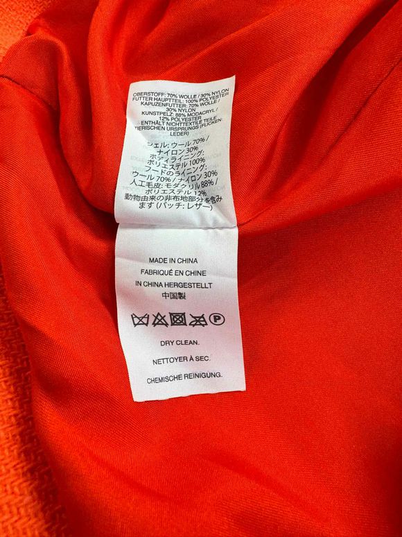 JCREW ITALIAN STADIUM CLOTH WOOL CHATEAU PARKA IN NEON TANGELO SIZE 2 PETITE