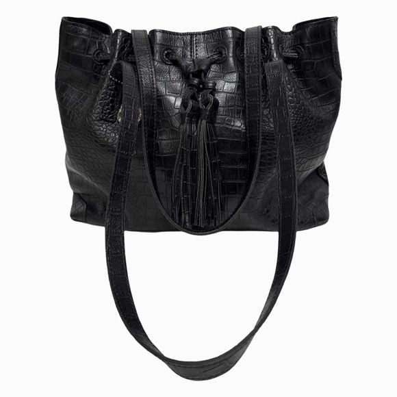 PATRICIA NASH WITNEY CROC DRAWSTRING TOTE