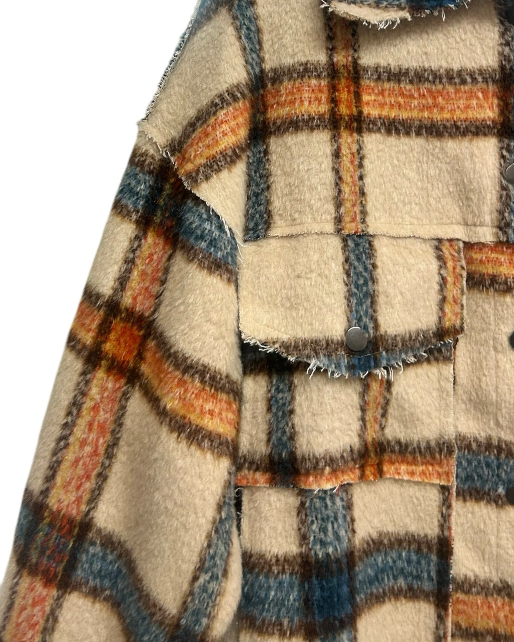 ANTHROPOLOGIE POL PLAID BRUSHED COTTON SHACKET SIZE LARGE