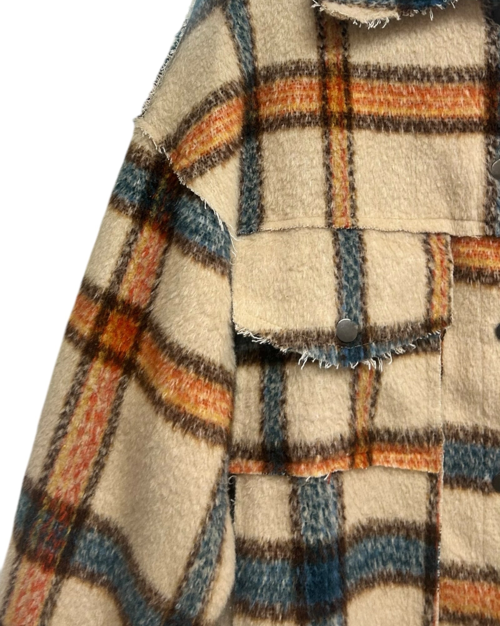 ANTHROPOLOGIE POL PLAID BRUSHED COTTON SHACKET SIZE LARGE