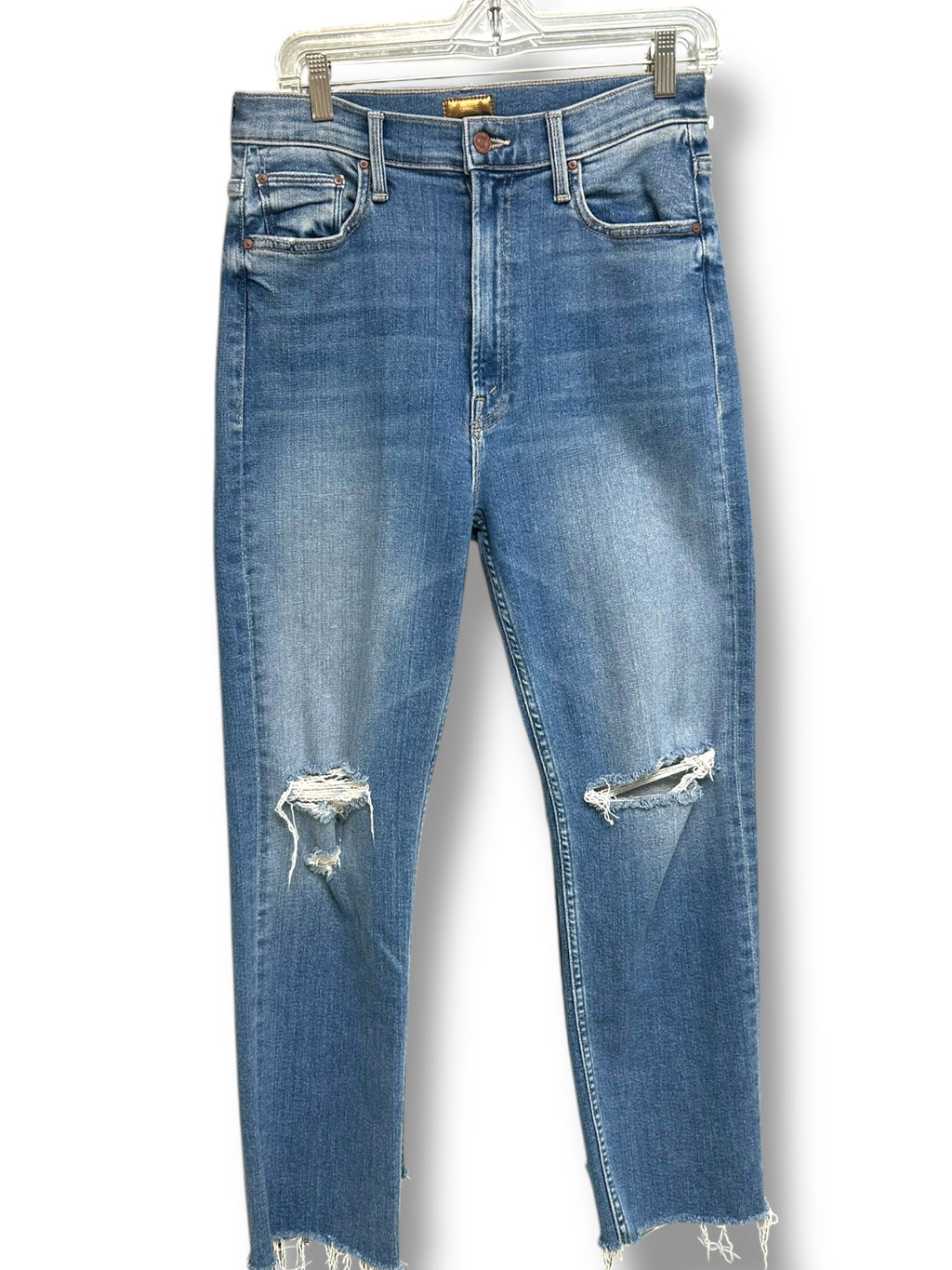 MOTHER HIGH WAISTED RIDER ANKLE FRAY DISTRESSED JEANS SIZE 29