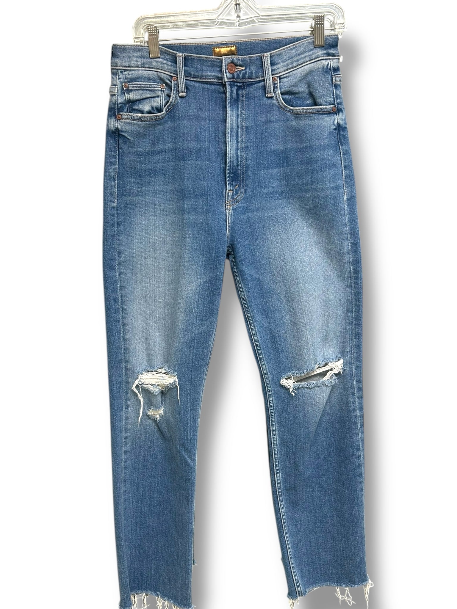 MOTHER HIGH WAISTED RIDER ANKLE FRAY DISTRESSED JEANS SIZE 29