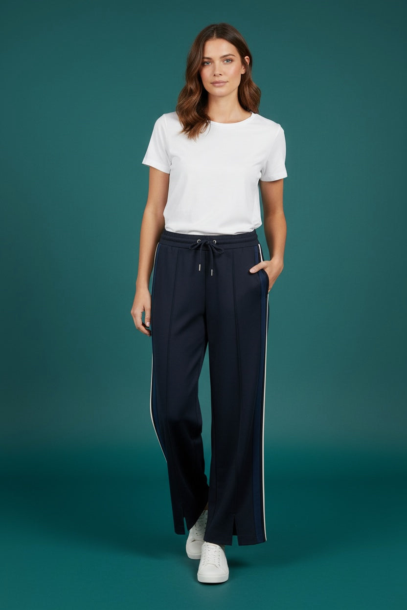 ME+EM BLACK WIDE LEG SIDE STRIPE PULL ON TROUSERS SIZE 12