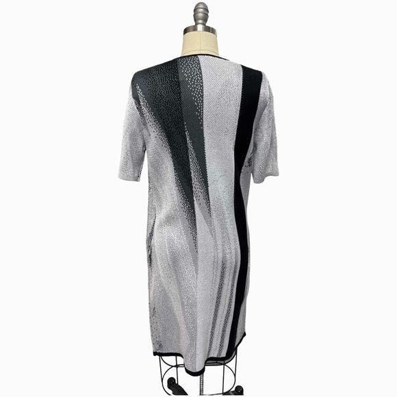 HELMUT LANG ABSTRACT PRINT KNIT GRAY DRESS SIZE M