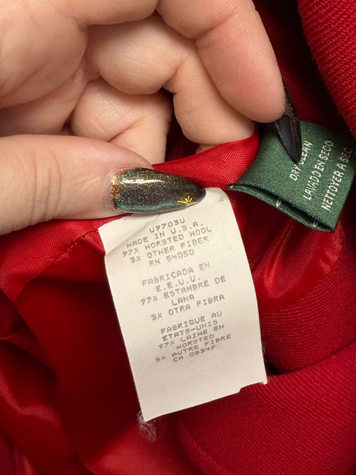 VINTAGE LAUREN RALPH LAUREN MILITARY WORSTED WOOL RED COAT DRESS SIZE 12