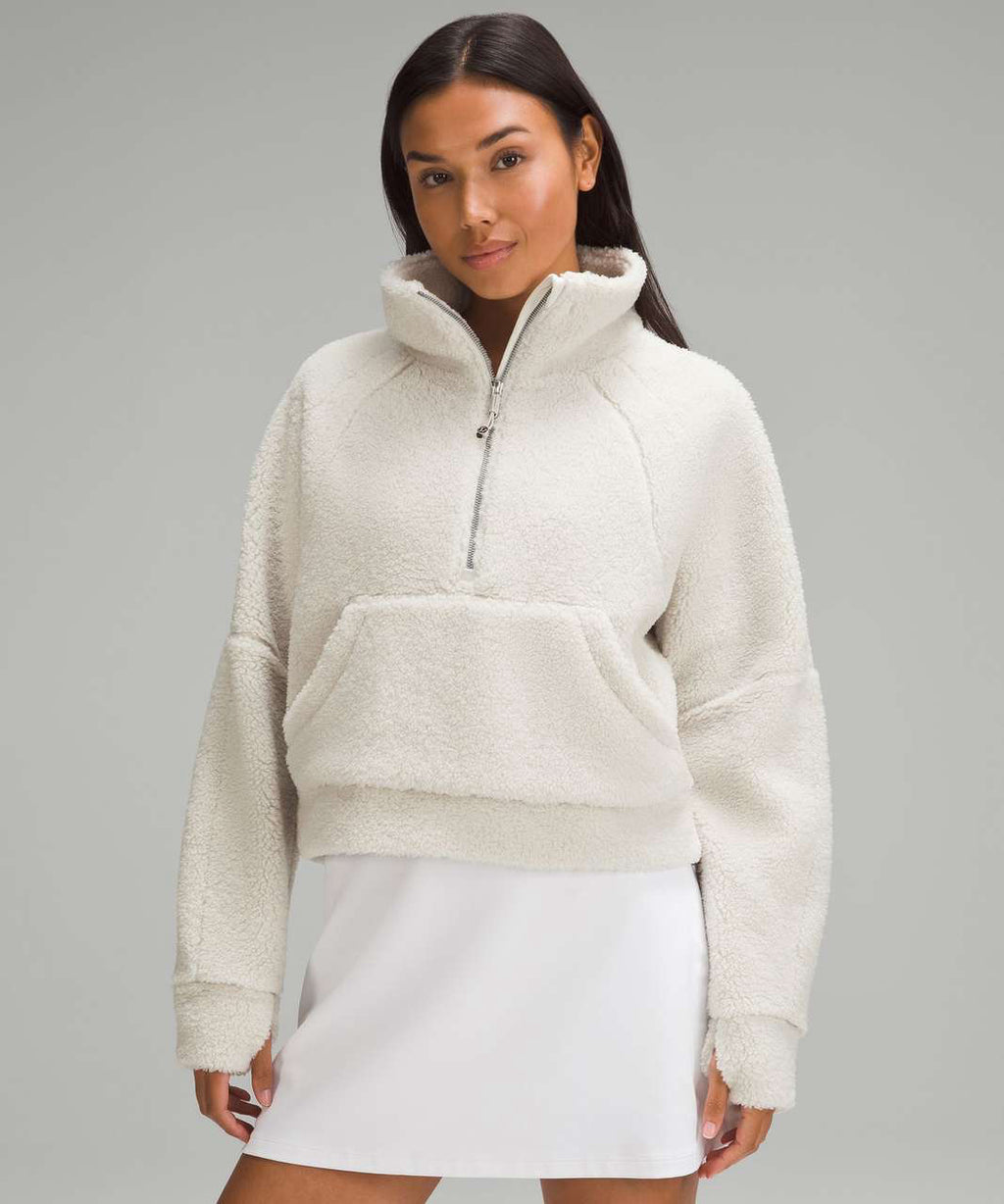 LULULEMON CREAM SCUBA OVERSIZED SHERPA FLEECE PULLOVER SIZE M/L