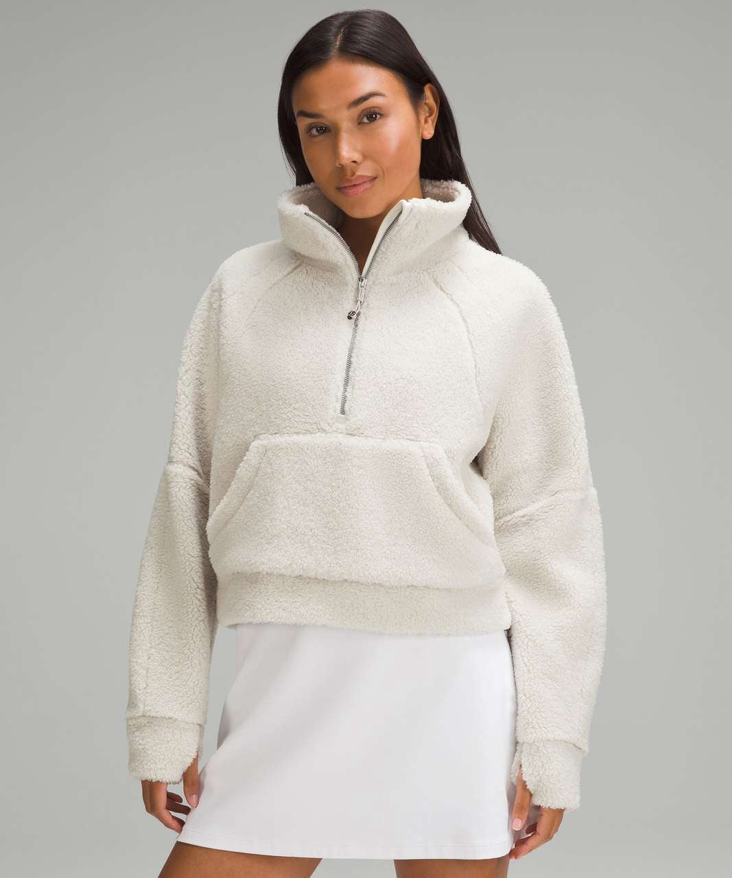 LULULEMON CREAM SCUBA OVERSIZED SHERPA FLEECE PULLOVER SIZE M/L