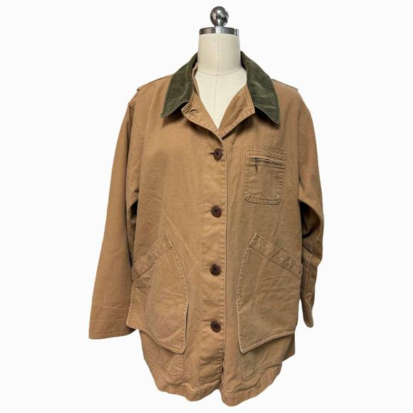 LL BEAN VINTAGE 100% COTTON CANVAS BARN CAMEL JACKET SIZE LP