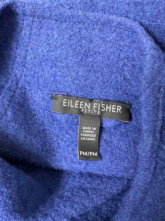 EILEEN FISHER LIGHTWEIGHT BOILED WOOL MOTO COBALT JACKET SIZE MP