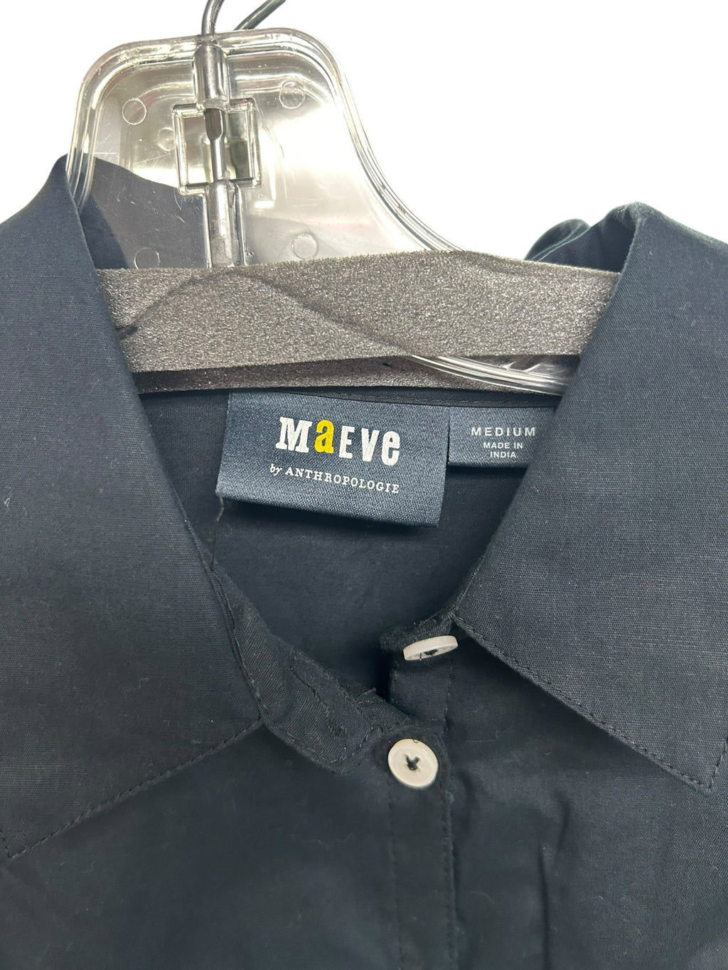 NWT ANTHROPOLOGIE MAEVE BLACK COTTON POPLIN BUTTON DOWN SIZE MEDIUM