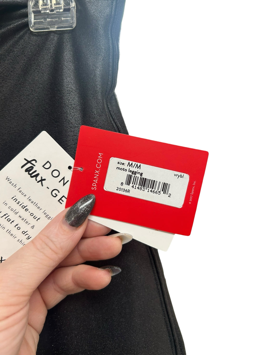 NWT SPANX BLACK FAUXLEATHER MOTO HIGHT WAIST LEGGINGS SIZE MEDIUM