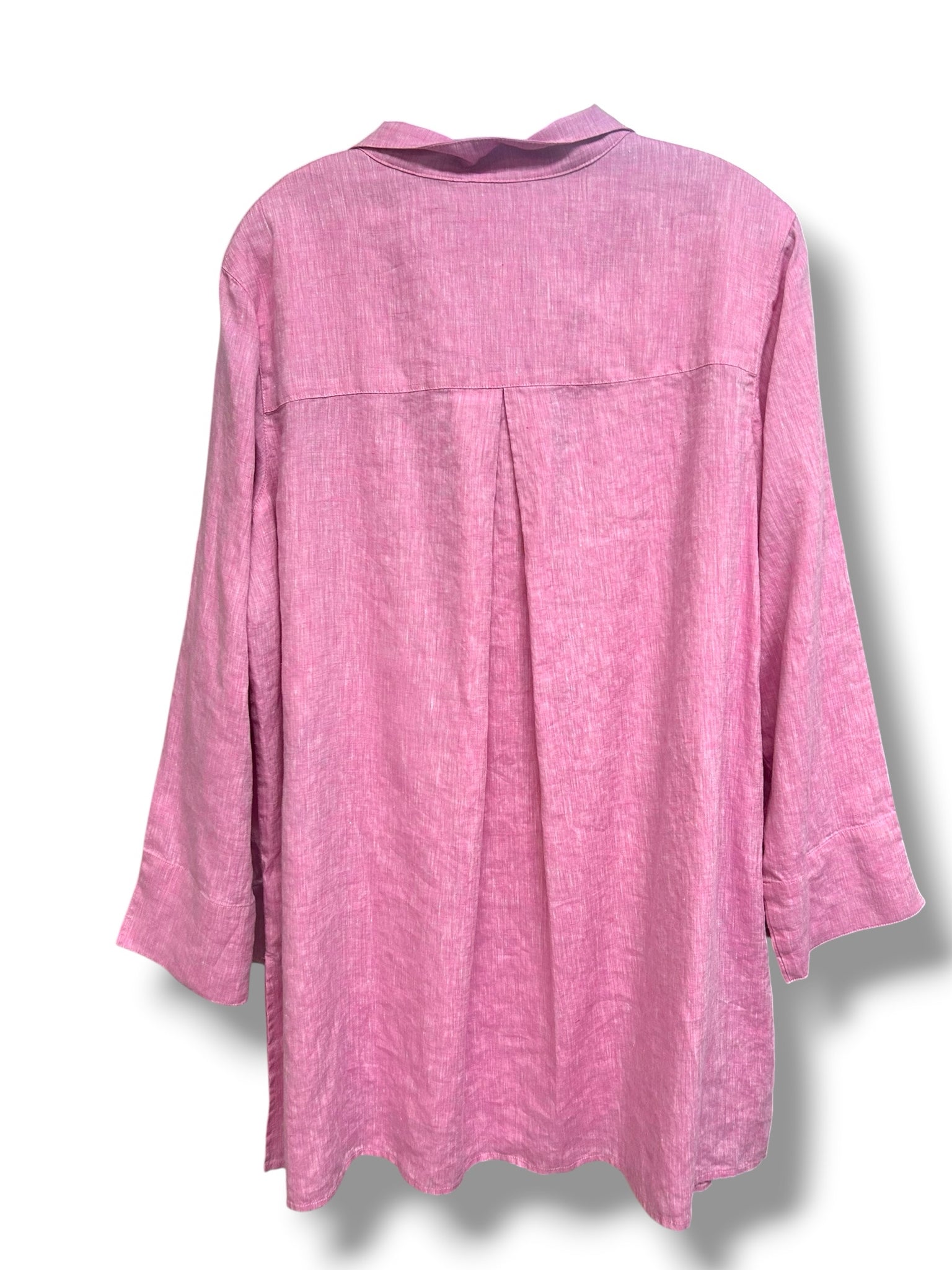 SARA CAMPBELL PINK LINEN SPLIT HEM POPOVER BLOUSE SIZE XL