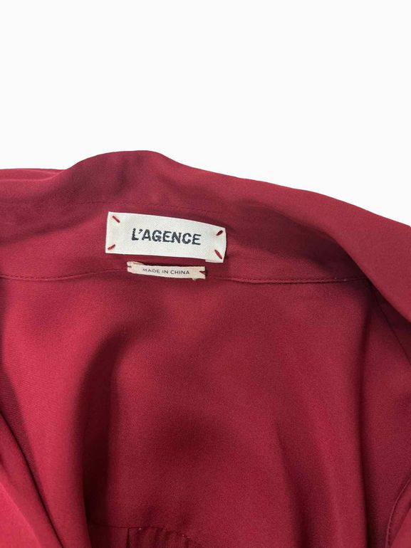 L'AGENCE DRAPED SILK BLOUSE SIZE: M