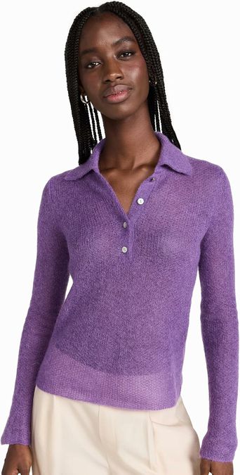 VINCE  BRUSHED POLO SWEATER SIZE: S