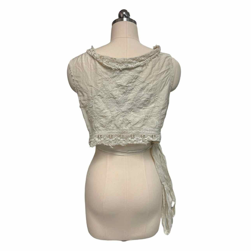 MAGNOLIA PEARL FAUSTINE EMBROIDERED WRAP BEIGE VANILLA TANK TOP SIZE ONE SIZE