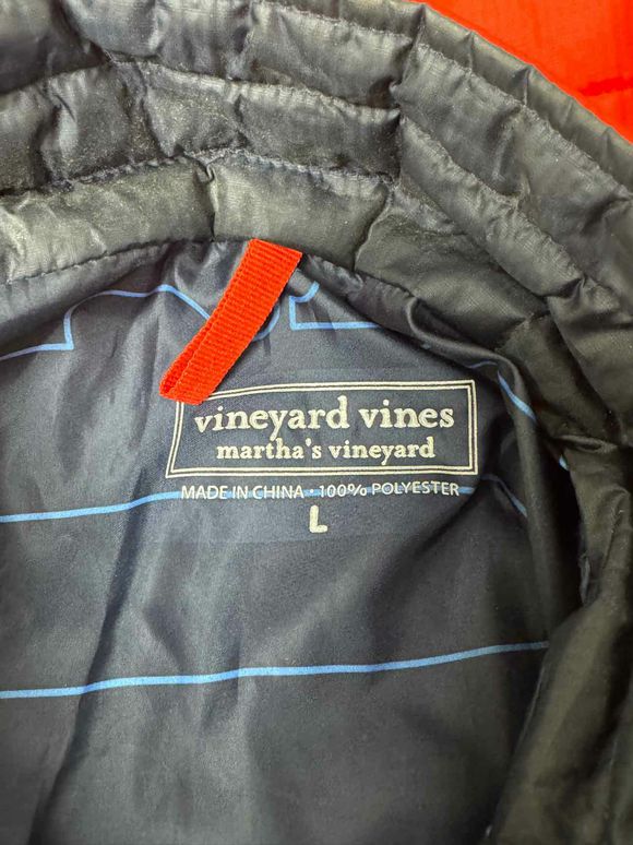 VINEYARD VINES RED QUILTED FULL ZIP RED JACKET SIZE L