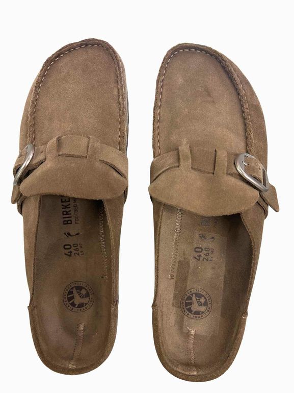 BIRKENSTOCK BUCKLEY SUEDE LEATHER MULES SIZE: 40