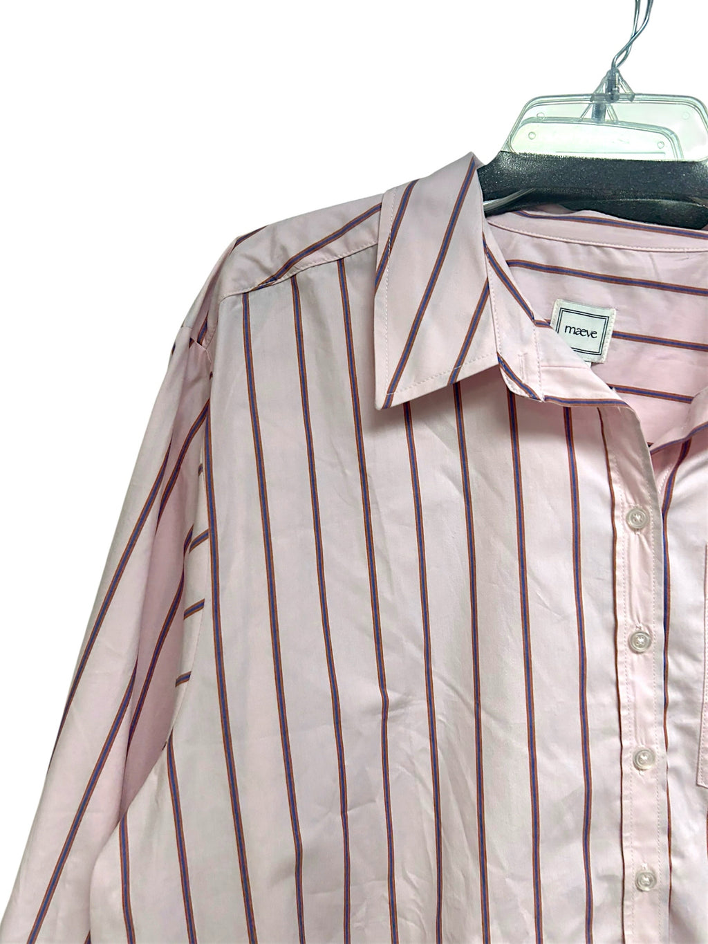 NWT ANTHROPOLOGIE MAEVE PINK STRIPED OVERSIZED BUTTON DOWN TOP SIZE 2X