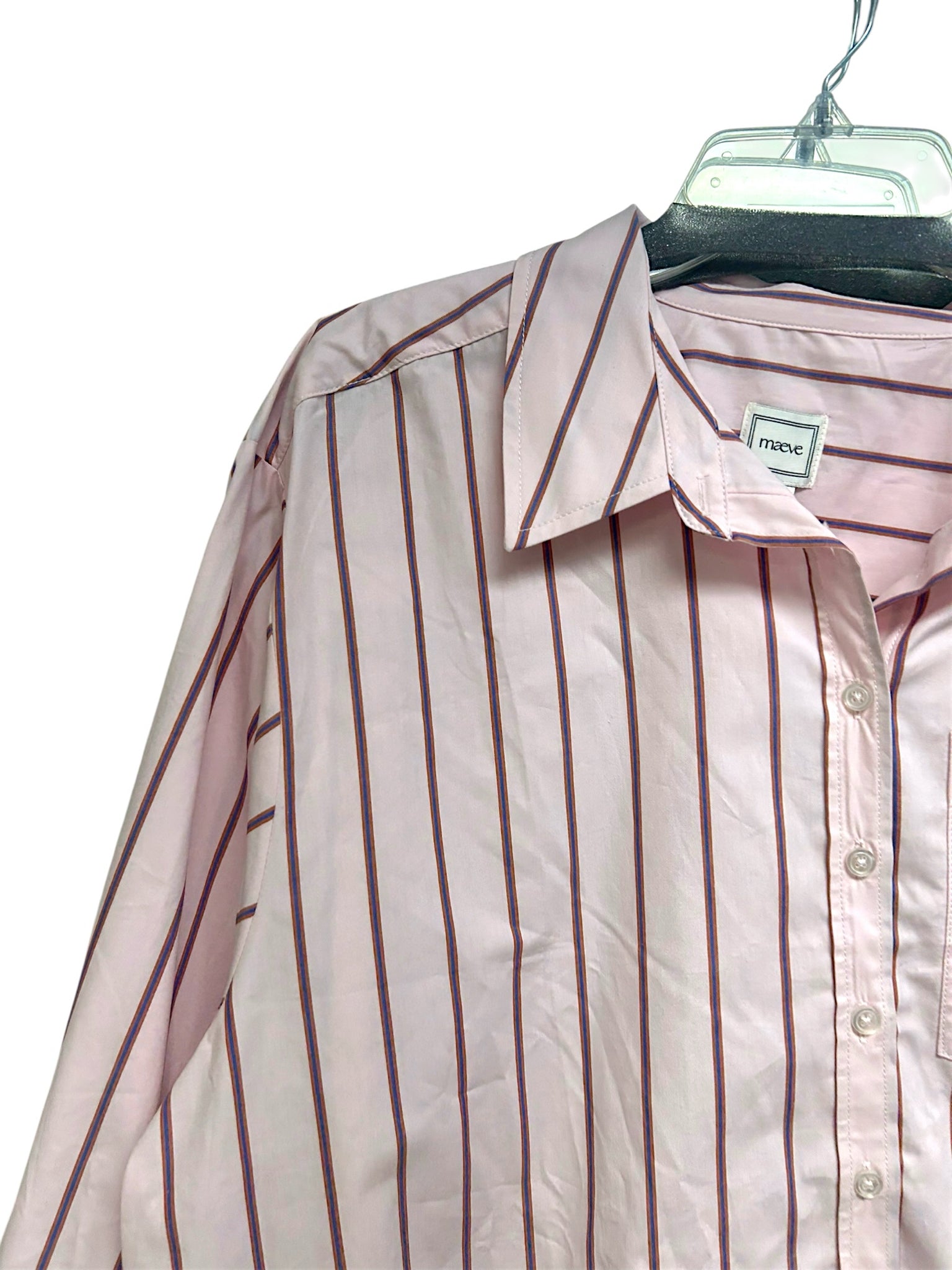 NWT ANTHROPOLOGIE MAEVE PINK STRIPED OVERSIZED BUTTON DOWN TOP SIZE 2X
