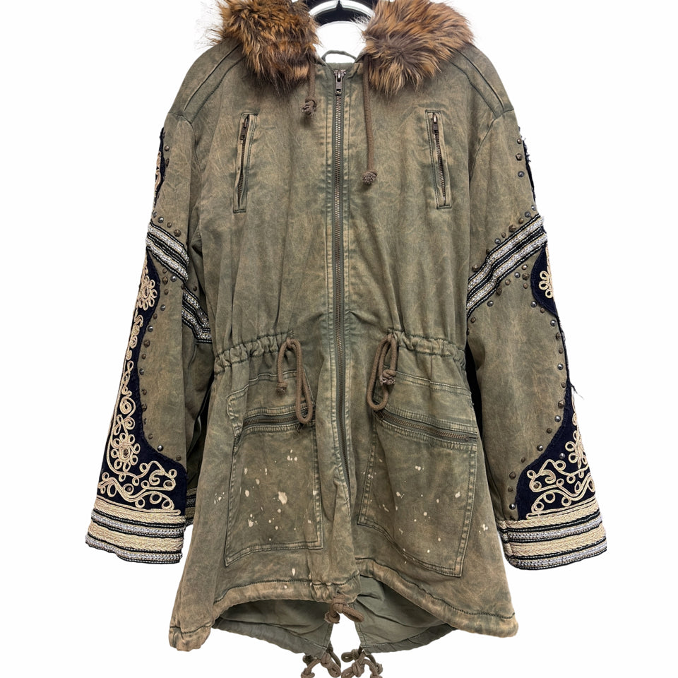 FREE PEOPLE GOLDEN QUILLS MILITARY PARKA SIZE XS