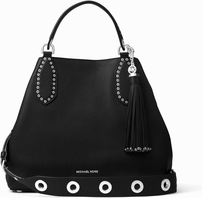 MICHAEL KORS BROOKLYN LARGE STUDDED BLACK SATCHE