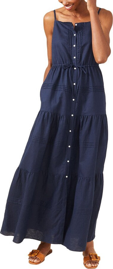 JMCLAUGHLIN NEW! RUTH SLEEVELESS LINEN NAVY MAXI DRESS SIZE S