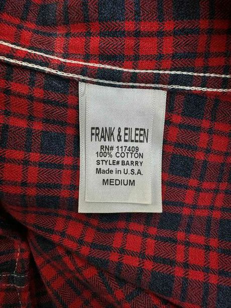 FRANK & EILEEN BARRY TAILORED FLANNEL RED/NAVY SHIRT SIZE M