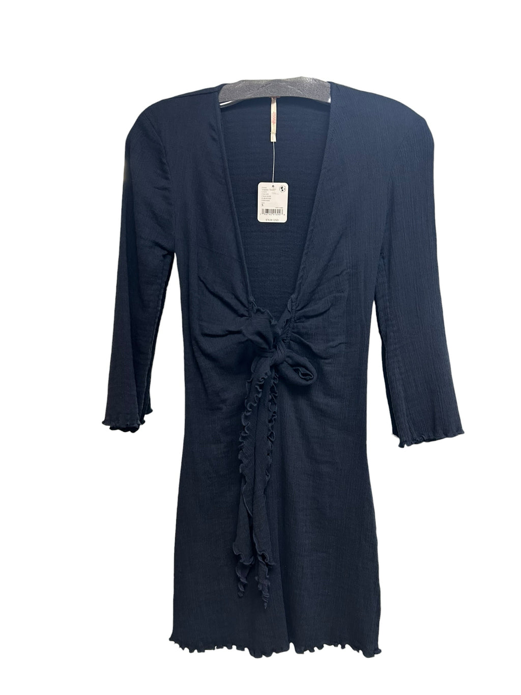 NWT FREE PEOPLE KIANNI BLACK TIE FRONT MINI DRESS SIZE SMALL