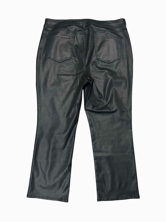 NYDJ  MARILYN STRAIGHT JEANS IN BLACK COATED SIZE: 16