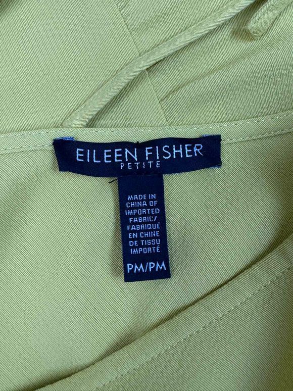 EILEEN FISHER DROP WAIST TENCEL CHARTREUSE DRESS SIZE PM