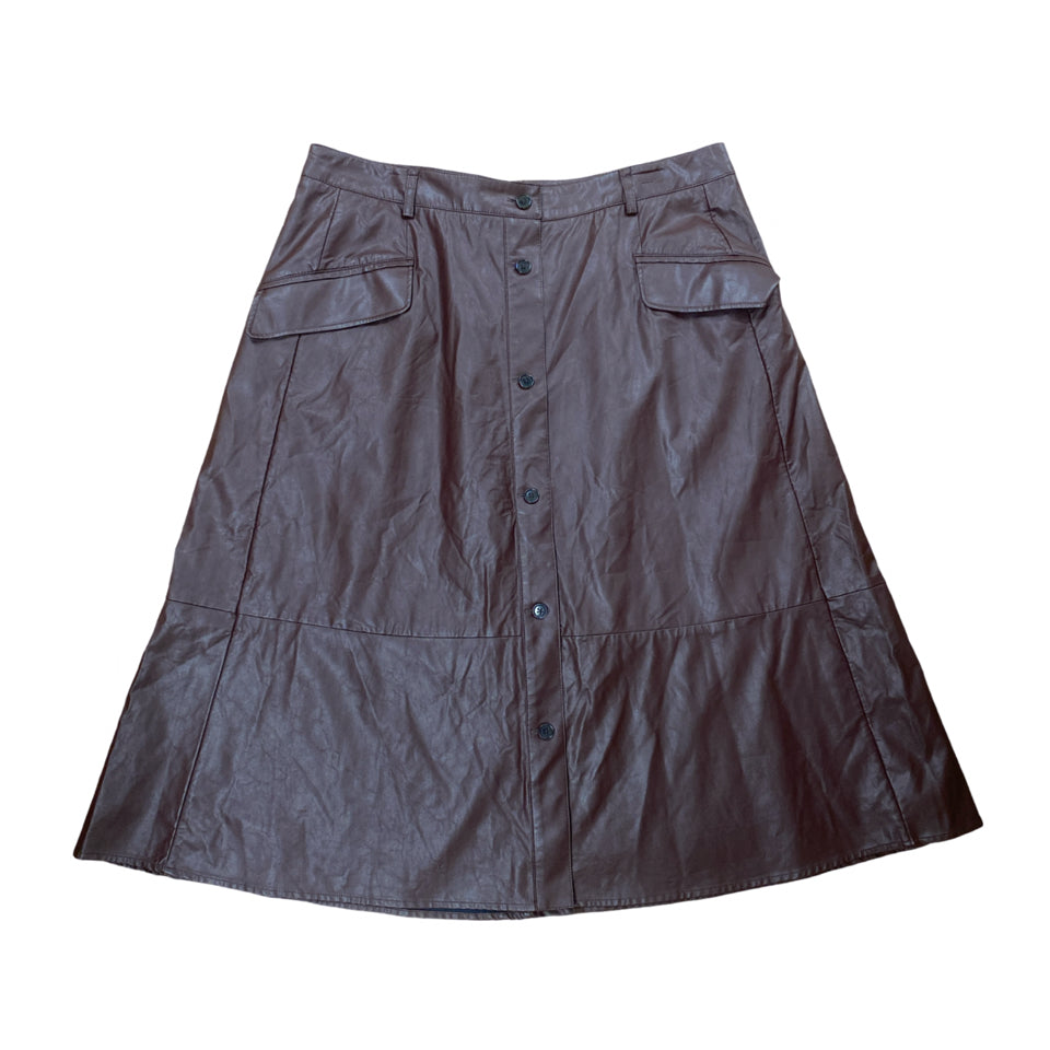 BANANA REPUBLIC NWT VEGAN LEATHER MIDI SKIRT IN BORDEAUX KISS SIZE 14