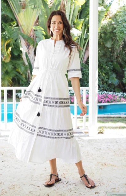 charlotte kellogg STELLA EMBROIDERED BUTTON UP WHITE DRESS SIZE XS/S