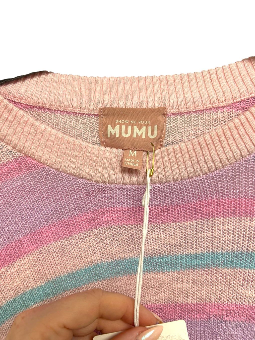 NWT SHOW ME YOUR MUMU FEEL GOOD COTTON CANDY STRIPED 2 PIECE SET SIZE MEDIUM