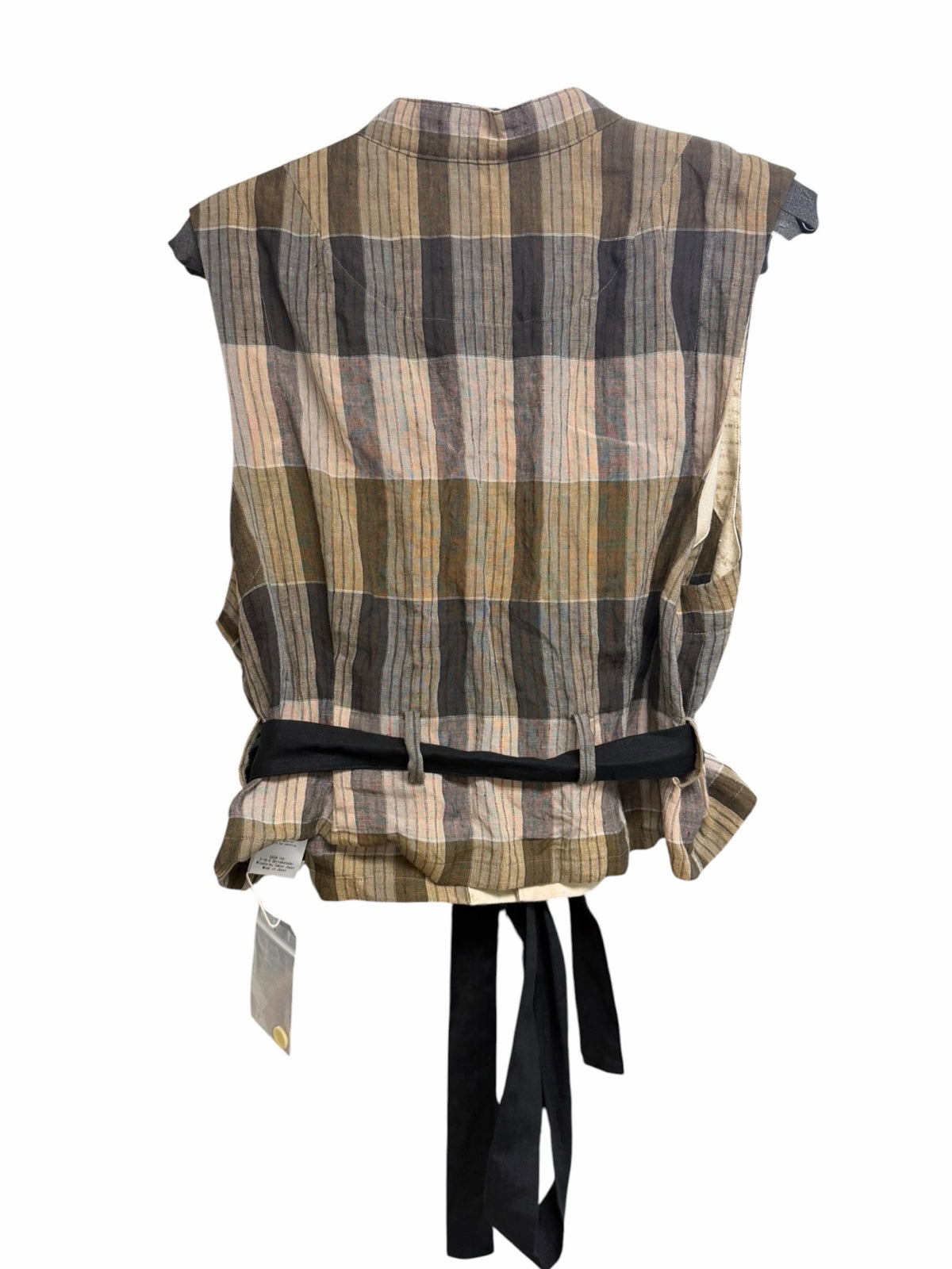 NWT GASA JAPAN STRAIGHT BAND COLLAR VEST LINEN COTTON TOP SIZE XS
