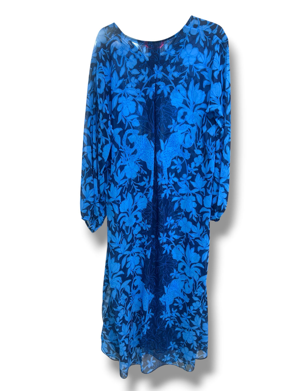 LILLY PULITZER FREYA COBALT BLUE SHEER LONG KAFTAN SIZE L/XL