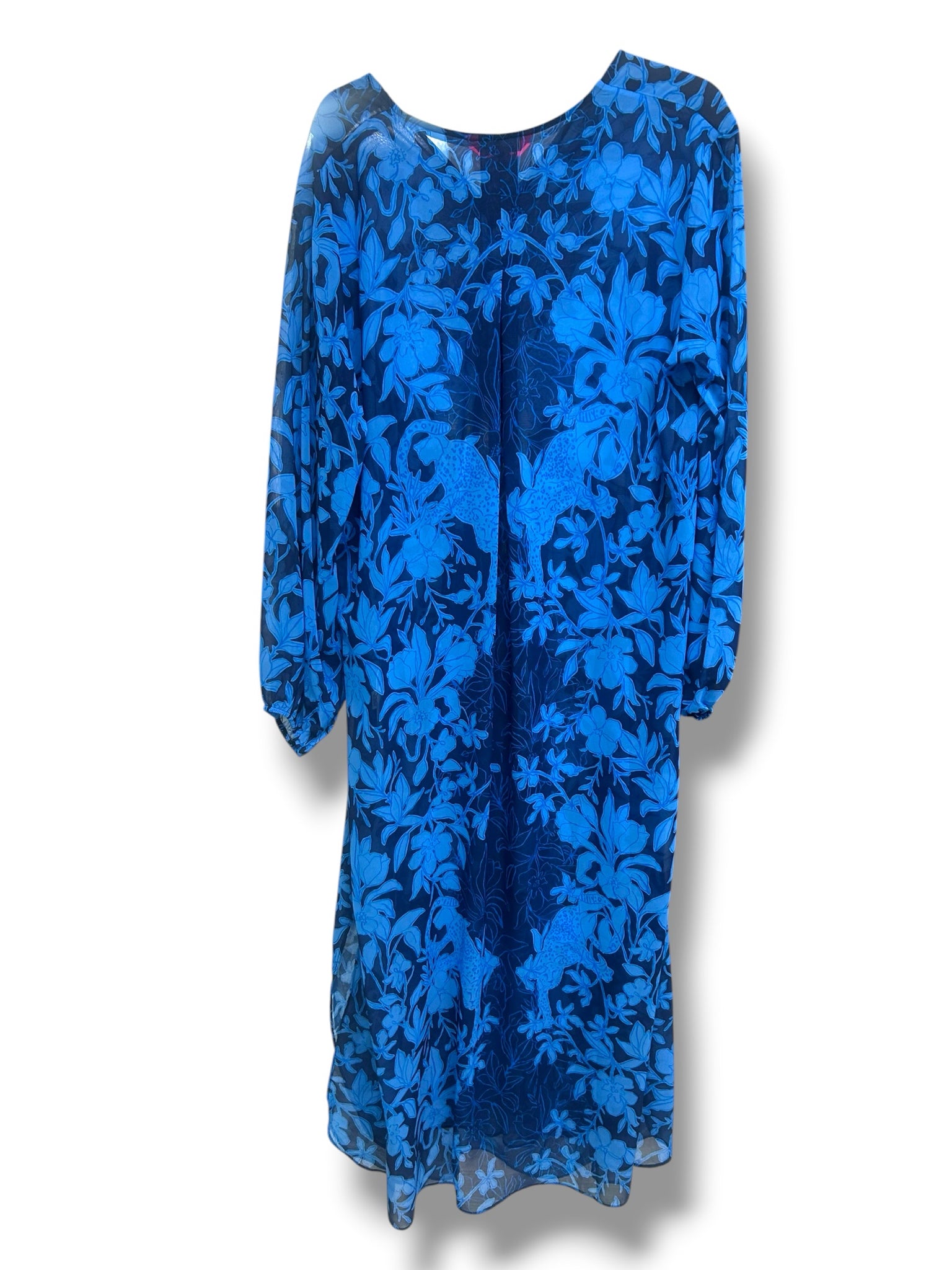 LILLY PULITZER FREYA COBALT BLUE SHEER LONG KAFTAN SIZE L/XL