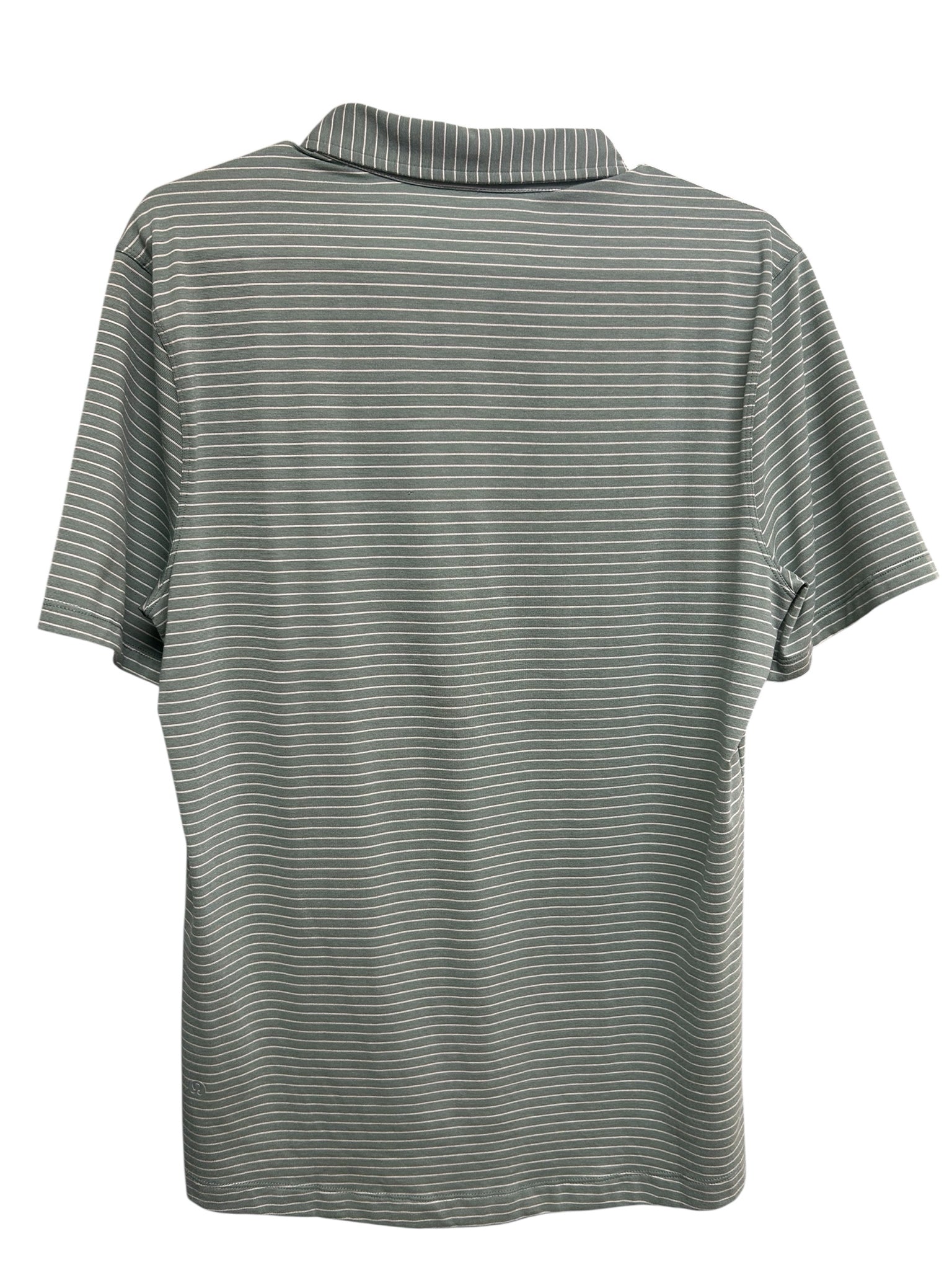 LULULEMON EVOLUTION SS POLO GREEN STRIPED SIZE MEDIUM