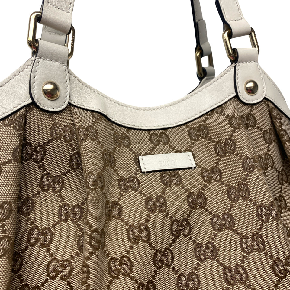 GUCCI VINTAGE Y2K GG CANVAS LOGO LEATHER SHOULDER BAG