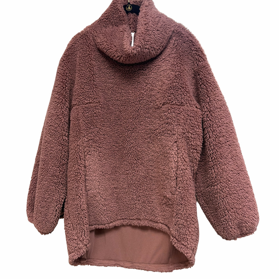 LULULEMON WARMTH & RESTORE SHERPA PULLOVER IN SMOKY TOPAZ SIZE 8