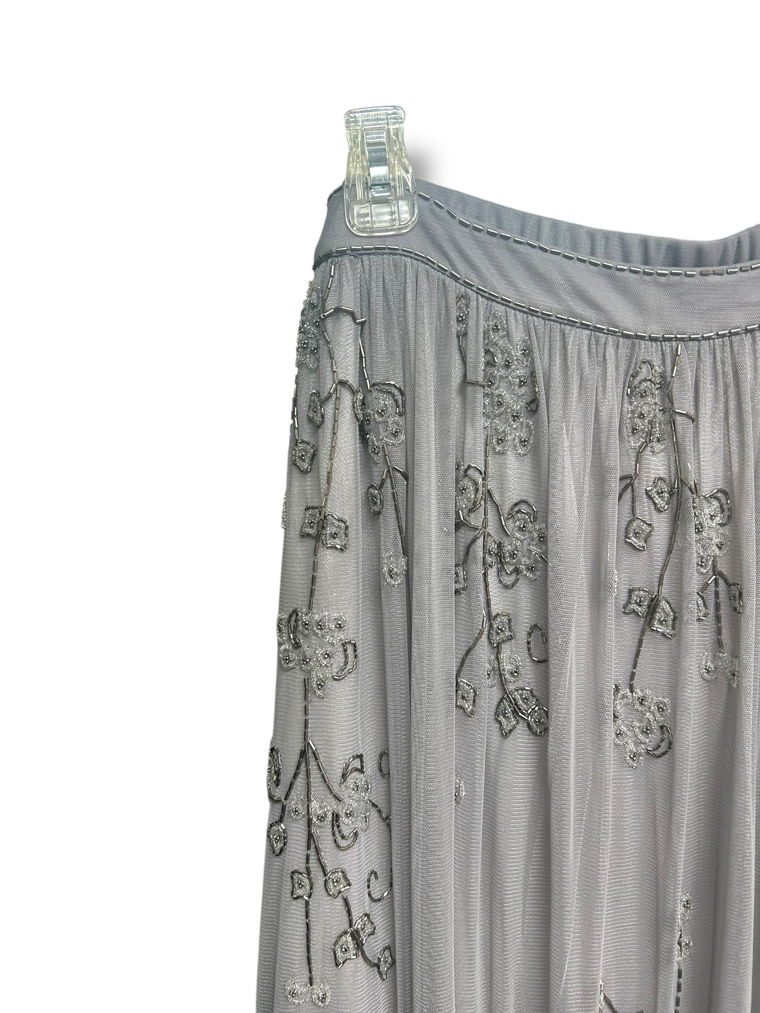 SUNDANCE BELLE OF THE BALL EMBELLISHED TULLE SKIRT NWT LIGHT GRAY SIZE MEDIUM